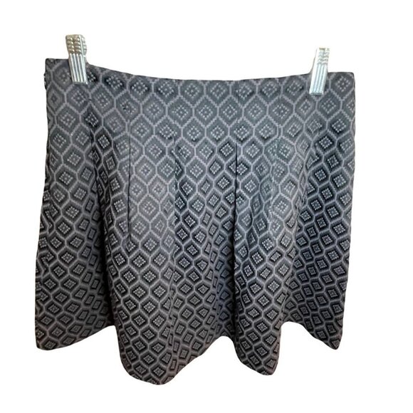 Mini Pleated Banana Republic Black Purple Brocade Satin Thread Mini Skirt Sz 4 - Picture 2 of 10